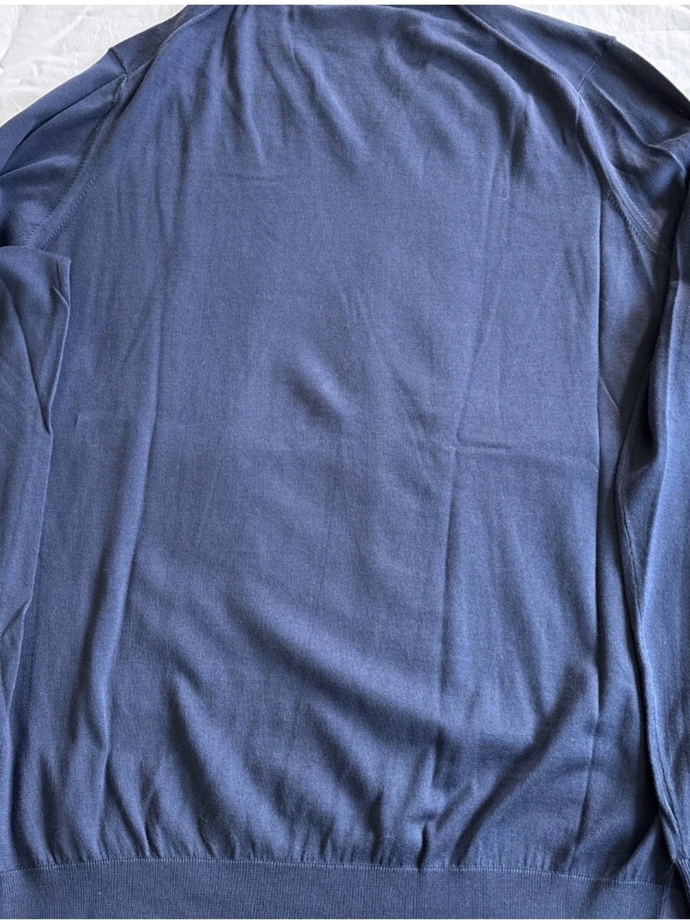 Brunello Cucinelli 💯 Cotton V Neck Navy Sweater with Contrast Trim Sz 54/XL - Picture 5 of 11